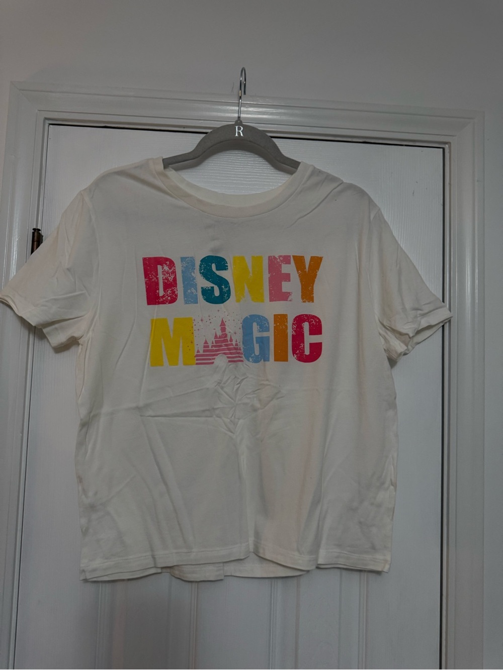 Disney Cream Kids Short Sleeve Tee with Multicolor 'DISNEY MAGIC' Print